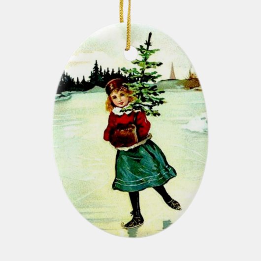 Viktorianisches Weihnachtsbaummädchen Keramik Ornament (Hinten)