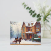 Viktorianisches Weihnachtsbild Einladung Postkarte (Stehend Vorderseite)