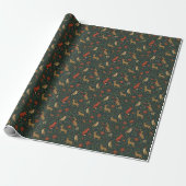 Viktorianisches Weihnachtsblumenmuster Geschenkpapier (Ungerollt)