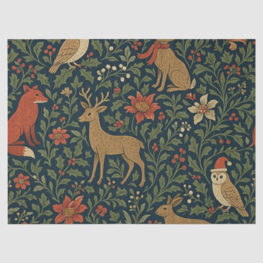 Viktorianisches Weihnachtsblumenmuster Seidenpapier (Vorderseite)