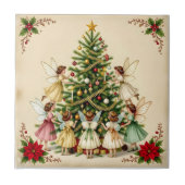 Viktorianisches Weihnachtsfeen-Treffen Fliese (Vorderseite)