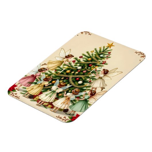 Viktorianisches Weihnachtsfeen-Treffen Magnet (Linke Seite)