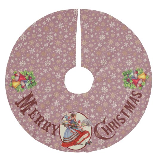 Viktorianisches Weihnachtsgeschäft | Lila Polyester Weihnachtsbaumdecke (Vorderseite)