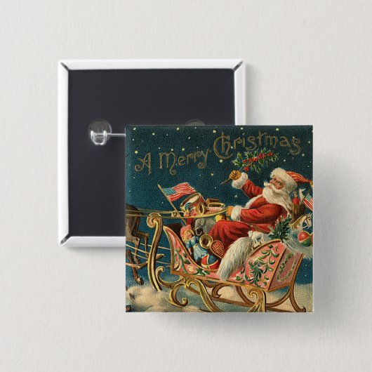 Viktorianisches Weihnachtsgeschenk-Button Button (Vorne & Hinten)