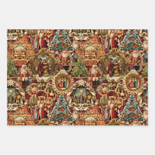 Viktorianisches Weihnachtsgeschenk Geschenkpapier Set (Vorderseite 3)