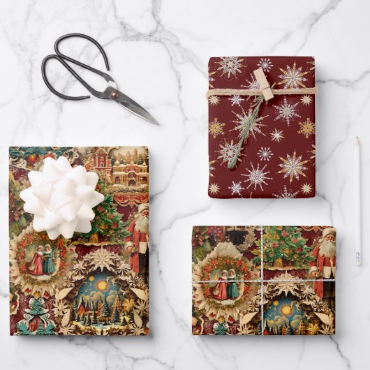 Viktorianisches Weihnachtsgeschenk Geschenkpapier Set (Vorderseite)