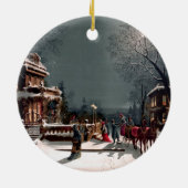 Viktorianisches Weihnachtsgeschenk Party Keramikornament (Hinten)