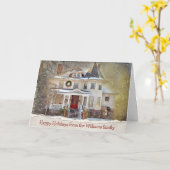 Viktorianisches Weihnachtshaus mit Familienname Karte (Gelbe Blume)