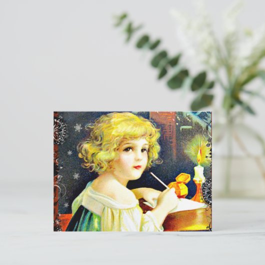 Viktorianisches Weihnachtskind Feiertagspostkarte (Stehend Vorderseite)