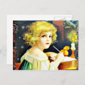 Viktorianisches Weihnachtskind Feiertagspostkarte (Vorne/Hinten)