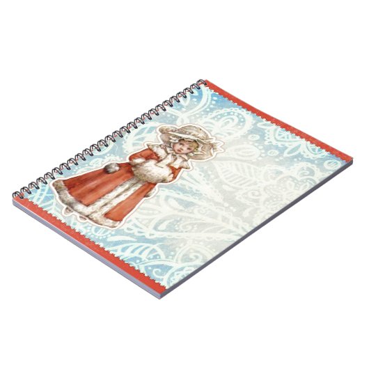 Viktorianisches Weihnachtsmädchen im Notizblock (Linke Seite)