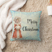 Viktorianisches Weihnachtsmädchen im Pelzrot Kissen (Decke)