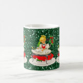 Viktorianisches Weihnachtsmädchen schreibt grüner  Kaffeetasse (Mittel)