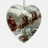 Viktorianisches | Weihnachtsmann Ren und Sleigh Keramik Ornament (Rechts)