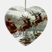 Viktorianisches | Weihnachtsmann Ren und Sleigh Keramik Ornament (Hinten)