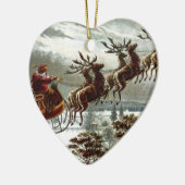 Viktorianisches | Weihnachtsmann Ren und Sleigh Keramik Ornament (Links)
