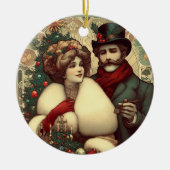 Viktorianisches Weihnachtspaar Keramik Ornament (Vorne)