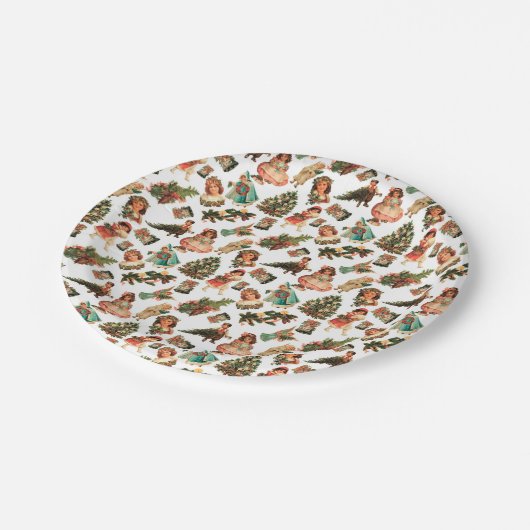 Viktorianisches Weihnachtspapierplatte Pappteller (Schrägansicht)