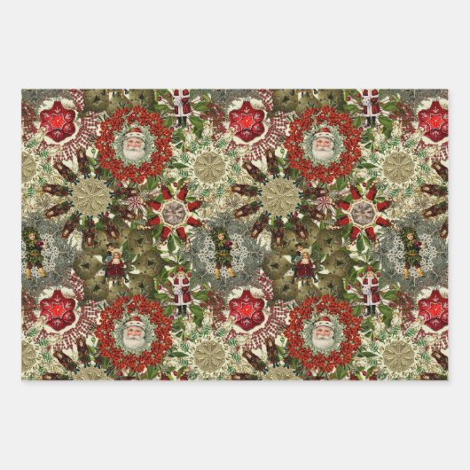 Viktorianisches Weihnachtspinwheel Geschenkpapier Set (Vorderseite)