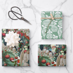 Viktorianisches Weihnachtsportrait Geschenkpapier Set