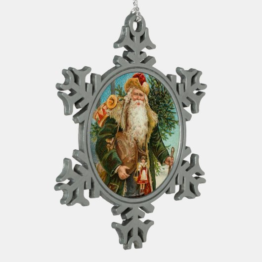 Viktorianisches Weihnachtsspielzeug Schneeflocken Zinn-Ornament (Links)