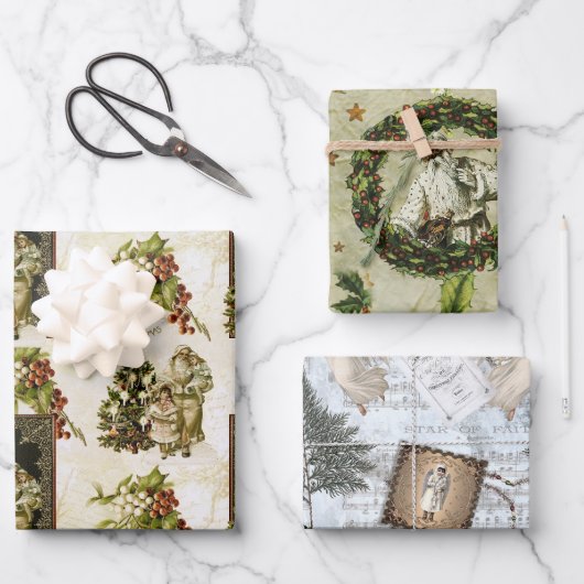 Viktorianisches WeihnachtsTrio Geschenkpapier Set (Vorderseite)