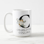 Viktorianisches weißes florales Monogramm C mit Na Kaffeetasse (Links)