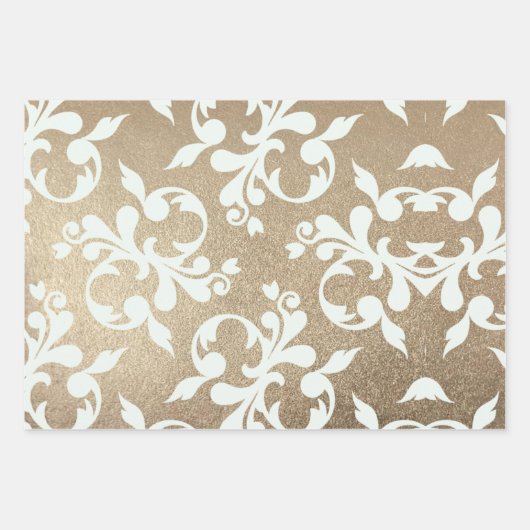 Viktorianisches Weißgold Hochzeitspapier Geschenkpapier Set (Vorderseite)