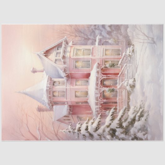 Viktorianisches Winterhaus Seidenpapier (Vorderseite)