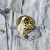 Viktorianisches Wintermädchen Stechpalmenzweige Sc Button (Beispiel)