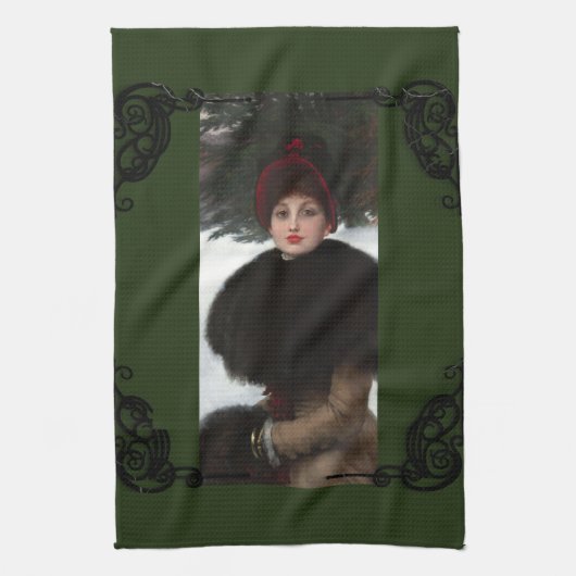 Viktorianisches Winterportrait Vintag Geschirrtuch (Vertikal)