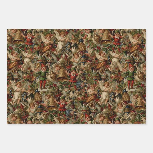 Viktorianisches Yuletide Abundance Wrapping Paper Geschenkpapier Set (Vorderseite 3)