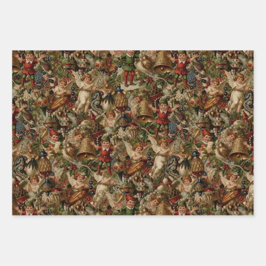 Viktorianisches Yuletide Abundance Wrapping Paper Geschenkpapier Set (Vorderseite 2)