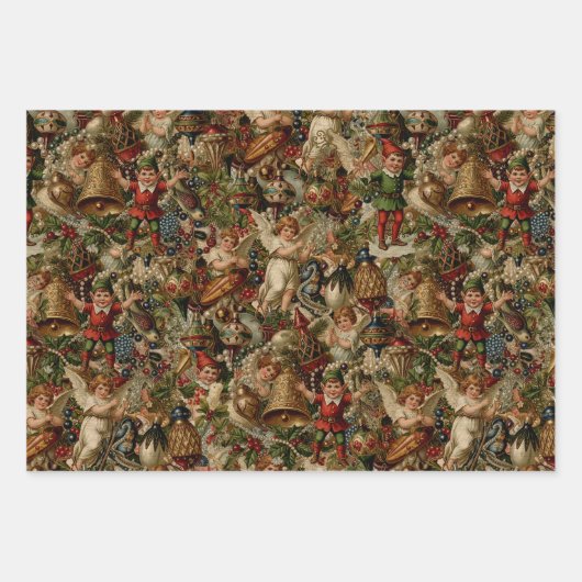 Viktorianisches Yuletide Abundance Wrapping Paper Geschenkpapier Set (Vorderseite)