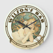 Viktorianisches Zeitalter Jugendstil durch Mucha P Große Wanduhr (Vorderseite)