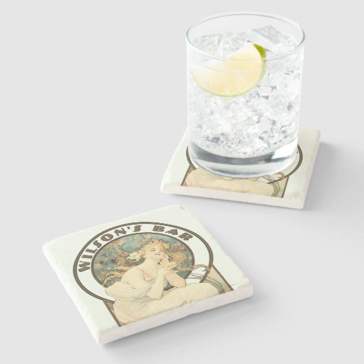 Viktorianisches Zeitalter Jugendstil durch Mucha P Steinuntersetzer (Seitenansicht)