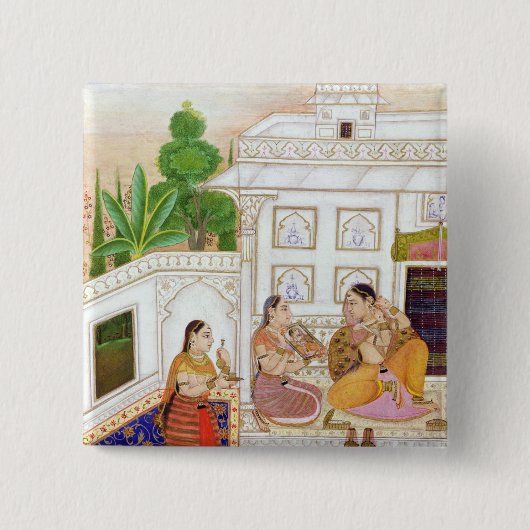Vilaval Ragini: Frau an ihrer Toilette Button (Vorderseite)