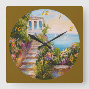 Villa am Lago Maggiore Quadratische Wanduhr