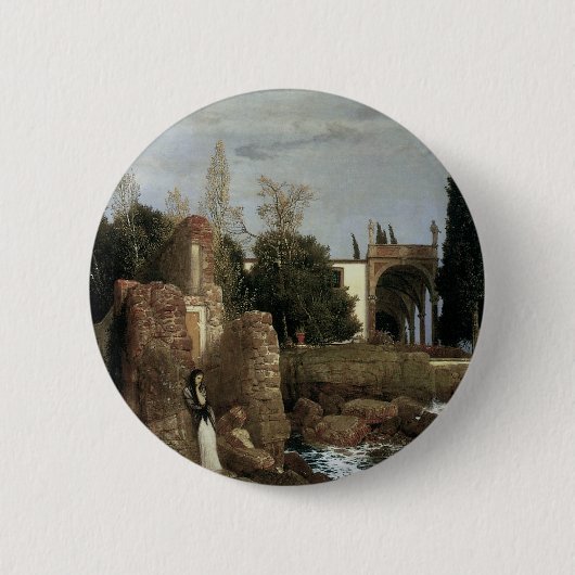 Villa am Meer by Arnold Bocklin, Symbolische Kunst Button (Vorderseite)