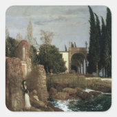 Villa am Meer by Arnold Bocklin, Symbolische Kunst Quadratischer Aufkleber (Vorderseite)