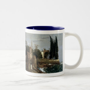 Villa am Meer by Arnold Bocklin, Symbolische Kunst Zweifarbige Tasse