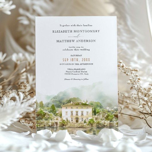 Villa Balbiano Como Italien Hochzeit Einladung