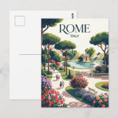 Villa Borghese Gärten Italien Postkarte (Vorne/Hinten)
