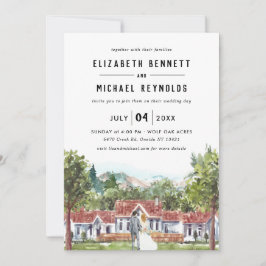 Villa dei Cedri | Illustriertes Hochzeitstag Einladung