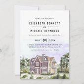 Villa dei Cedri | Illustriertes Hochzeitstag Einladung (Vorderseite)