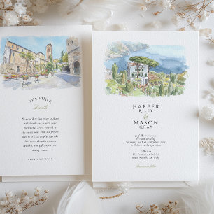 Villa Eva Ravello Amalfiküste Aquarell Hochzeit Einladung
