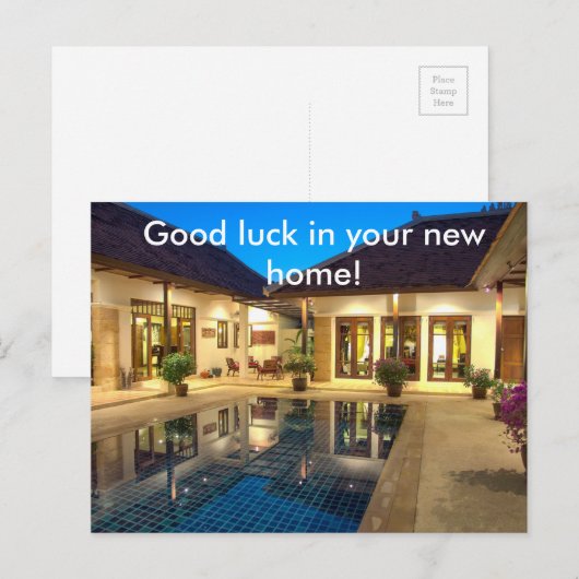 Villa mit Pool Ankündigungspostkarte (Vorne/Hinten)