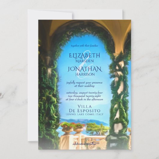 Villa Saroli Hochzeit in Urlaubsort Einladung (Vorderseite)