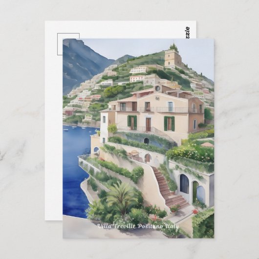 Villa Treville Positano Italien Exklusive Kunst Postkarte (Vorne/Hinten)