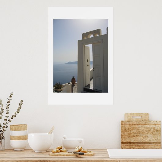 Villa Tür in Santorini Poster (Küche)